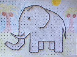 vyšívání pro děti na papír - slon
