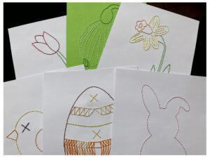 Dětské vyšívání na papír - jaro a Velikonoce